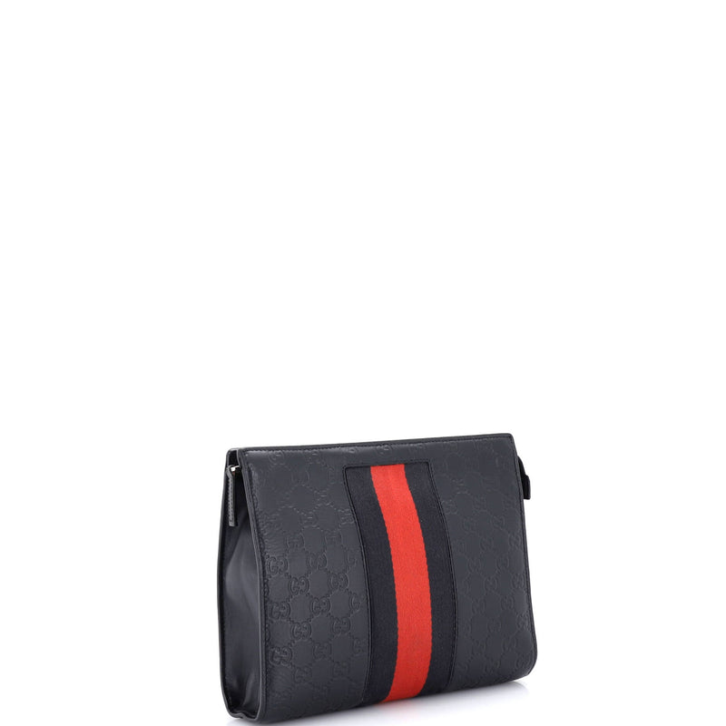 Web Zip Pouch Guccissima Leather