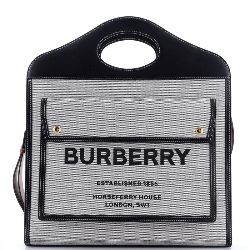 Logo Pocket Tote Canvas With Leather