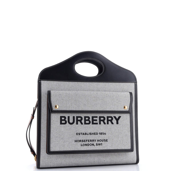 Logo Pocket Tote Canvas With Leather