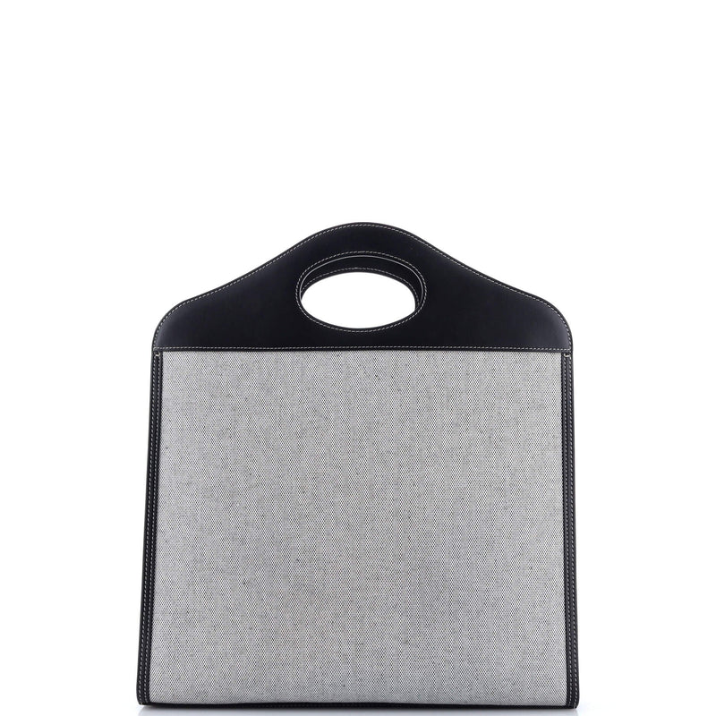 Logo Pocket Tote Canvas With Leather