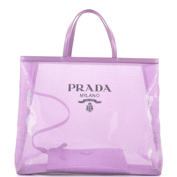 Logo Open Tote Sequined Mesh Large