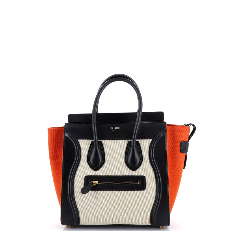 Tricolor Luggage Bag Canvas And Leather