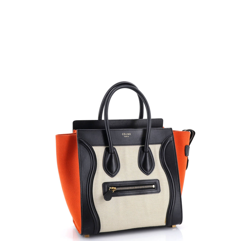 Tricolor Luggage Bag Canvas And Leather