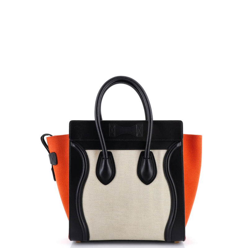 Tricolor Luggage Bag Canvas And Leather
