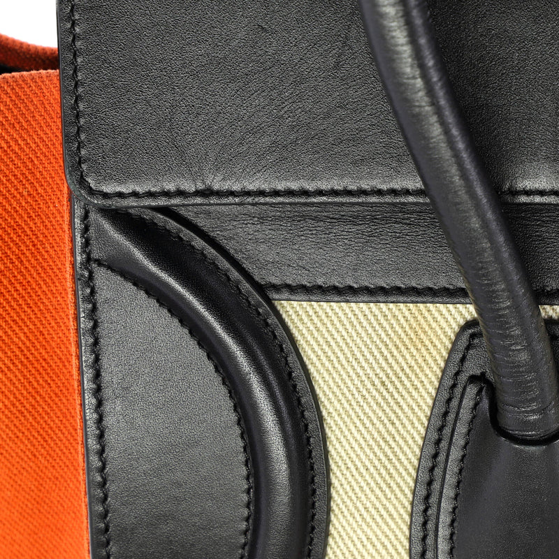 Tricolor Luggage Bag Canvas And Leather