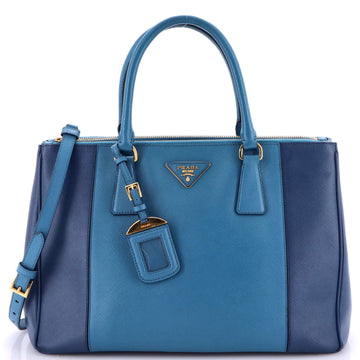 Bicolor Double Zip Lux Tote Saffiano