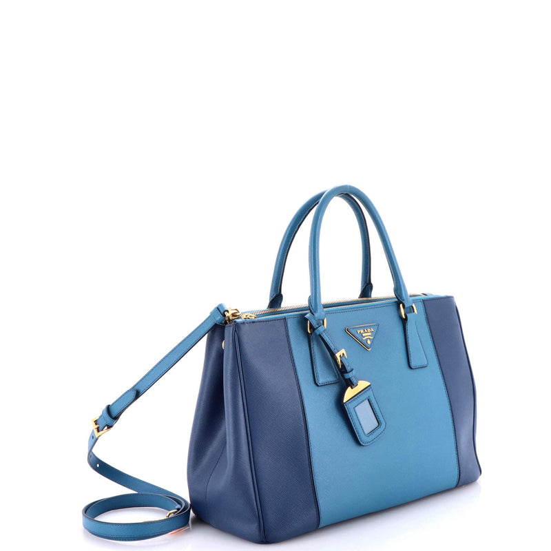 Bicolor Double Zip Lux Tote Saffiano