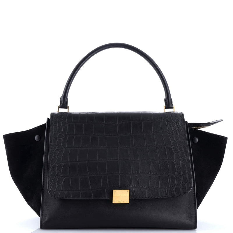Trapeze Bag Crocodile Embossed Leather