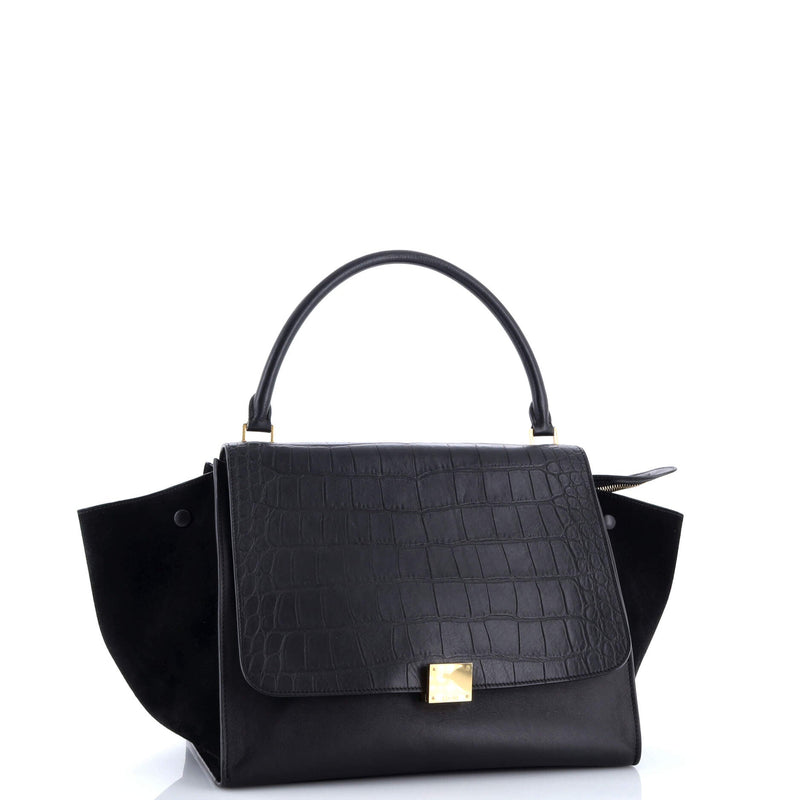 Trapeze Bag Crocodile Embossed Leather