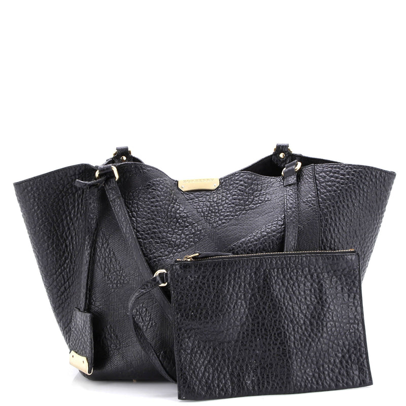Canter Tote Check Embossed Leather Small