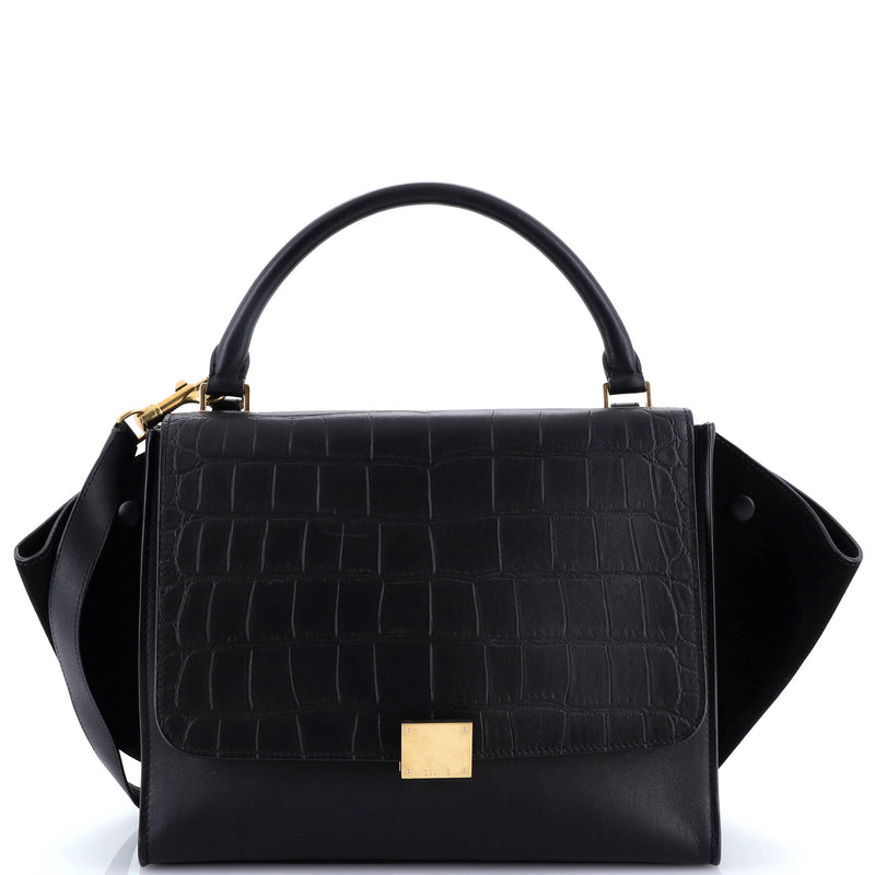 Trapeze Bag Crocodile Embossed Leather