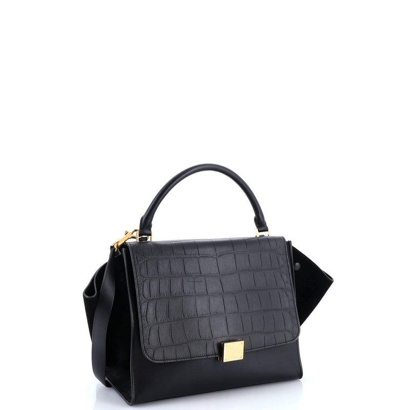 Trapeze Bag Crocodile Embossed Leather