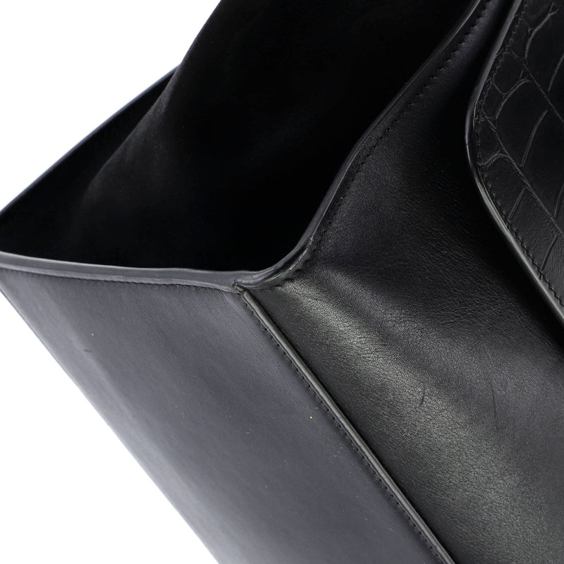 Trapeze Bag Crocodile Embossed Leather