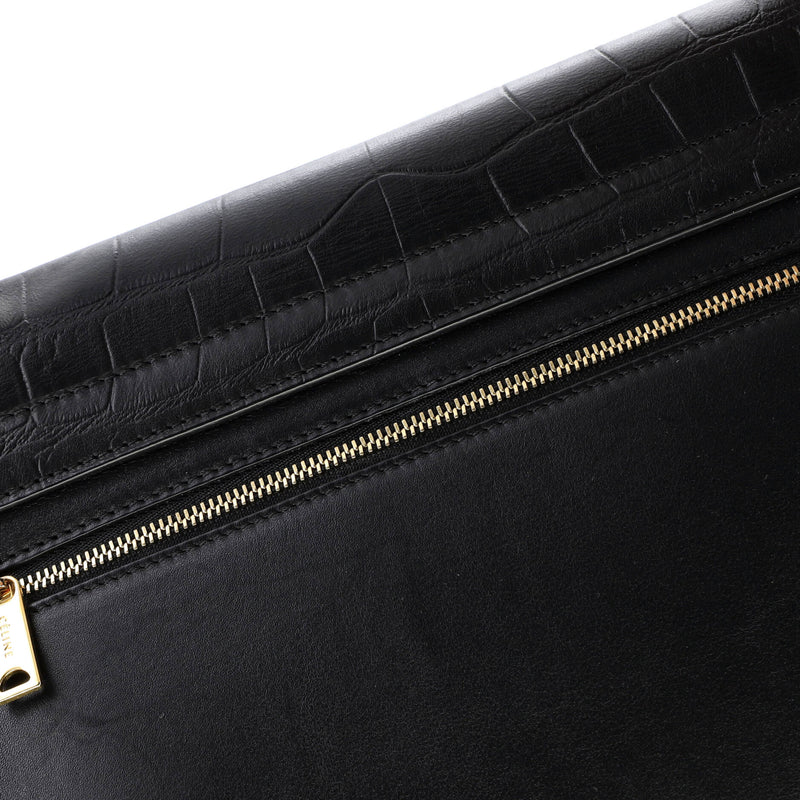 Trapeze Bag Crocodile Embossed Leather