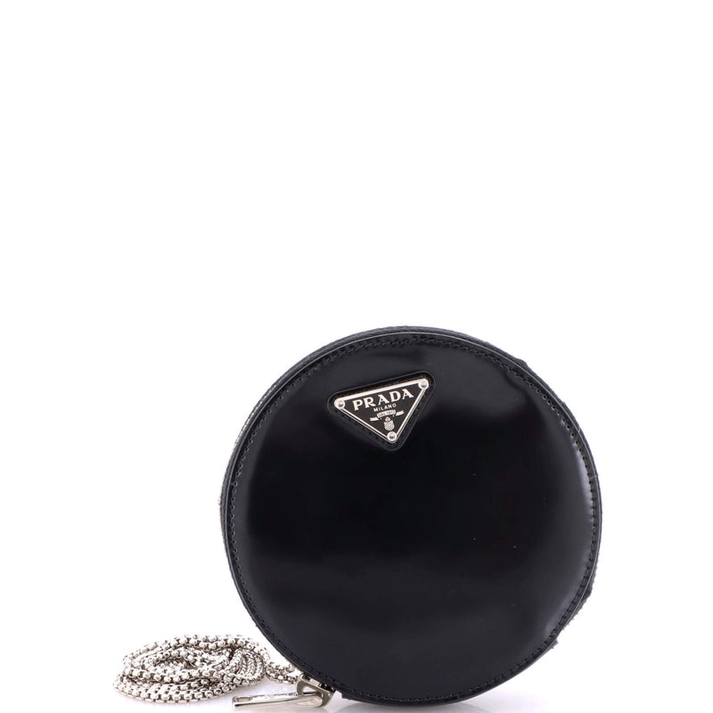 Round Pouch Bag With Chain Brushed