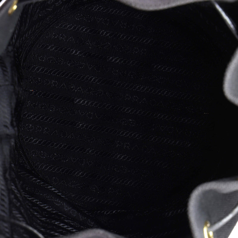 Drawstring Bucket Bag Canvas And Wicker