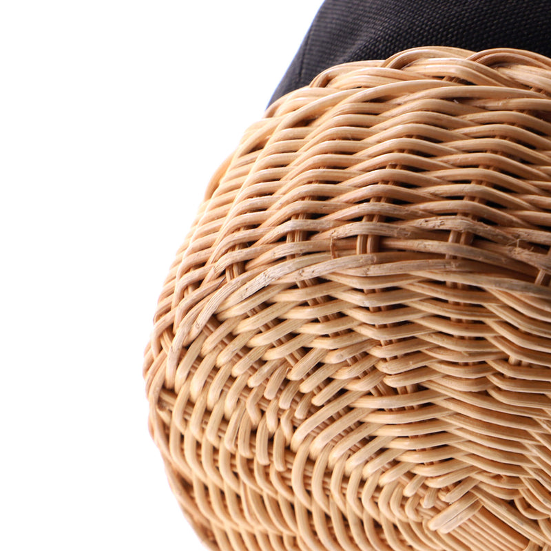 Drawstring Bucket Bag Canvas And Wicker