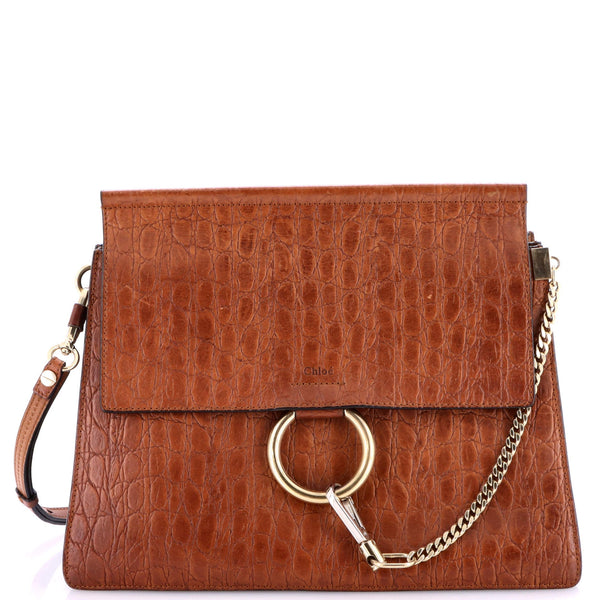 Faye Shoulder Bag Crocodile Embossed
