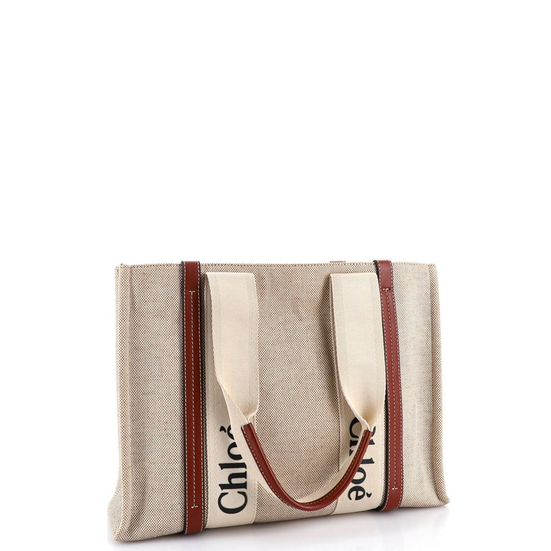 Woody Tote Canvas With Leather Medium