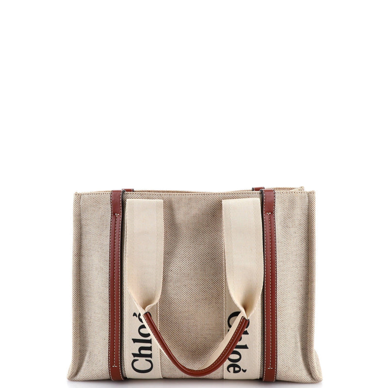 Woody Tote Canvas With Leather Medium