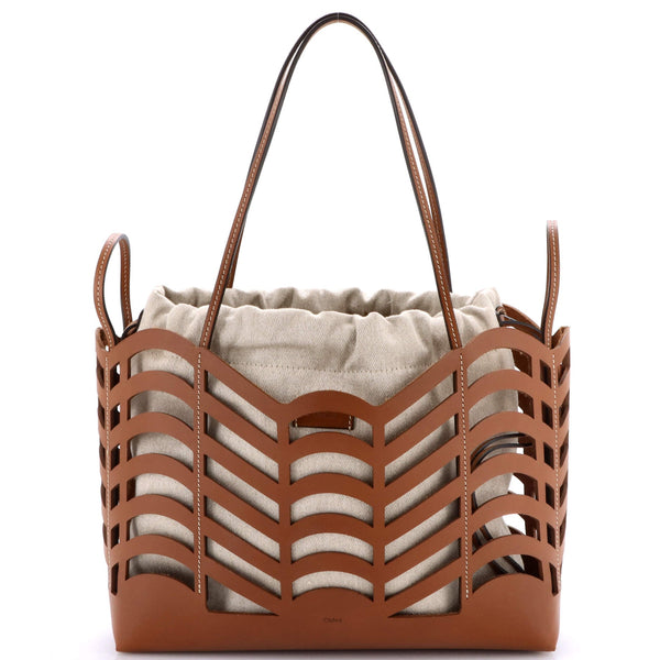 Kayan Tote Laser Cut Leather And Canvas