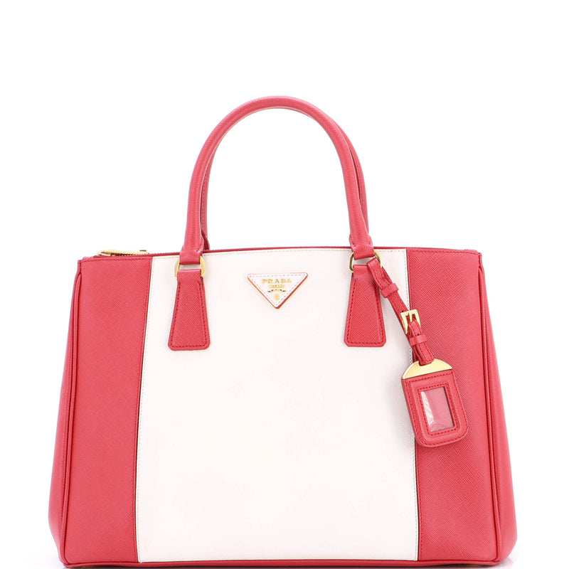 Bicolor Double Zip Lux Tote Saffiano