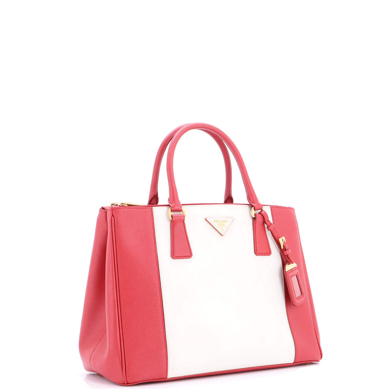 Bicolor Double Zip Lux Tote Saffiano
