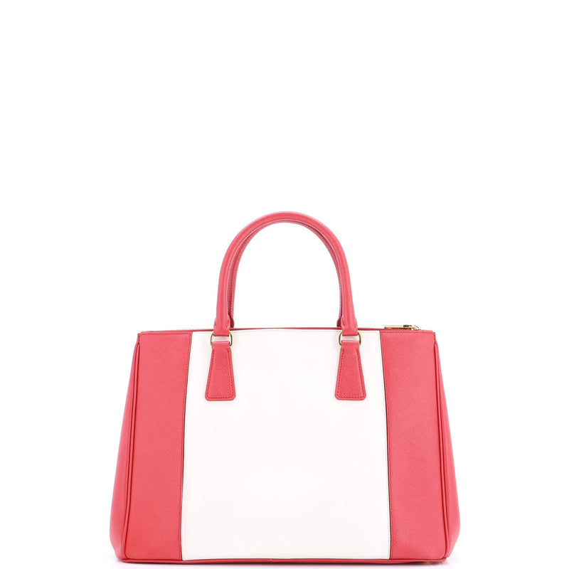 Bicolor Double Zip Lux Tote Saffiano