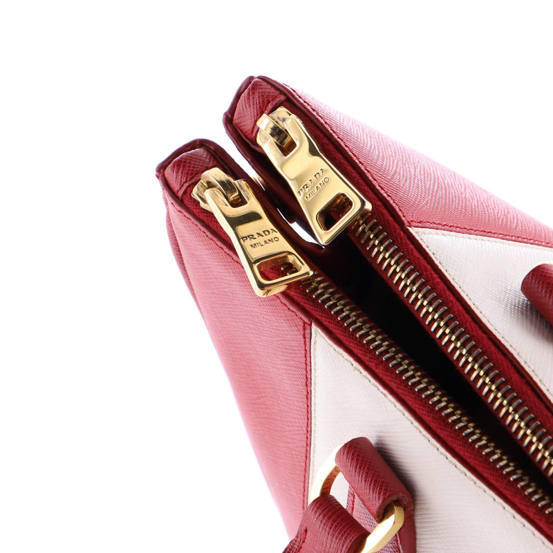 Bicolor Double Zip Lux Tote Saffiano
