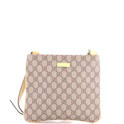 Zip Top Messenger Bag Gg Coated Canvas
