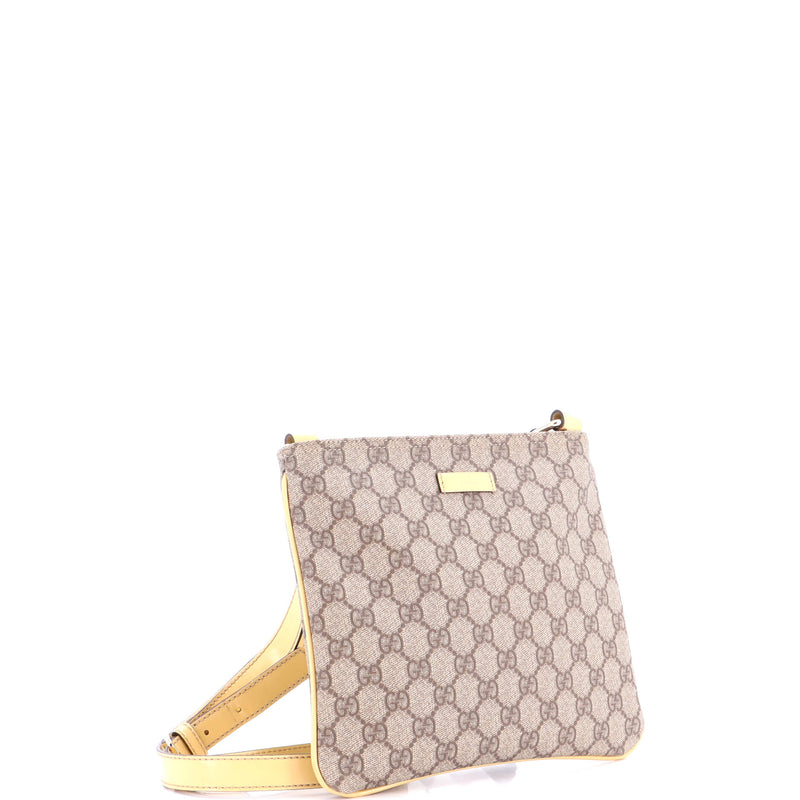 Zip Top Messenger Bag Gg Coated Canvas