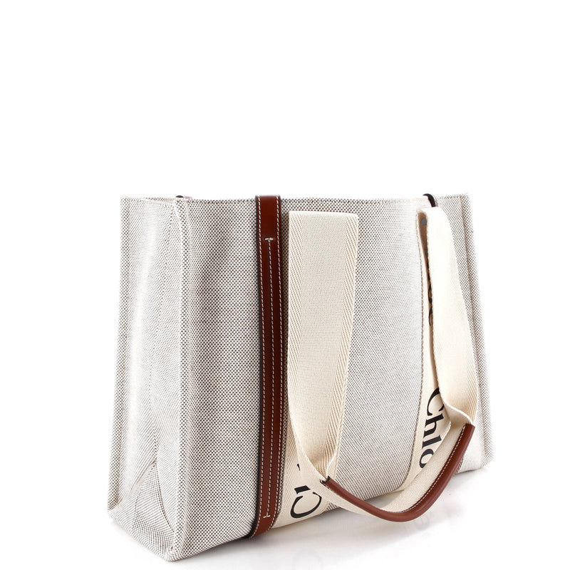 Woody Tote Canvas With Leather Medium