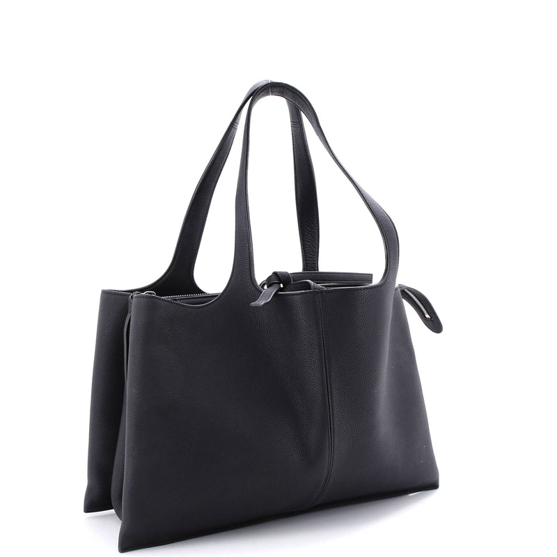 Tri-Fold Shoulder Bag Grained Calfskin