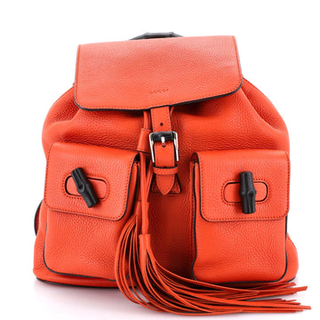 Bamboo Tassel Backpack Leather Medium