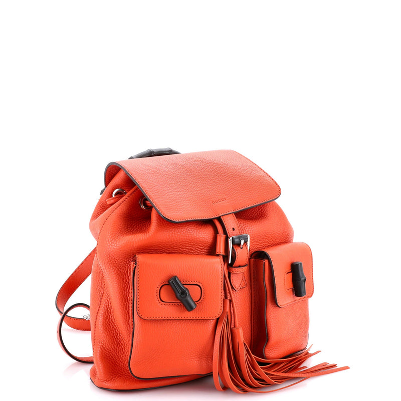 Bamboo Tassel Backpack Leather Medium