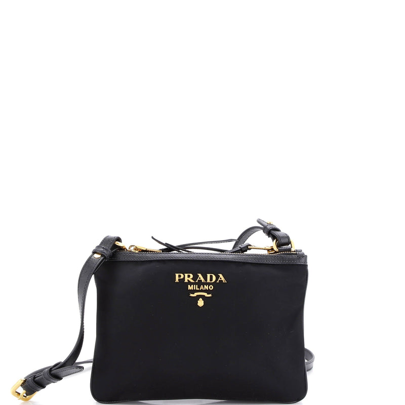 Double Zip Crossbody Bag Tessuto Small
