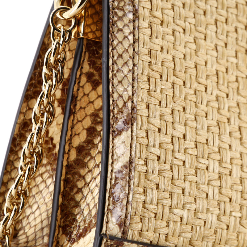 Ophidia Chain Shoulder Bag Raffia With