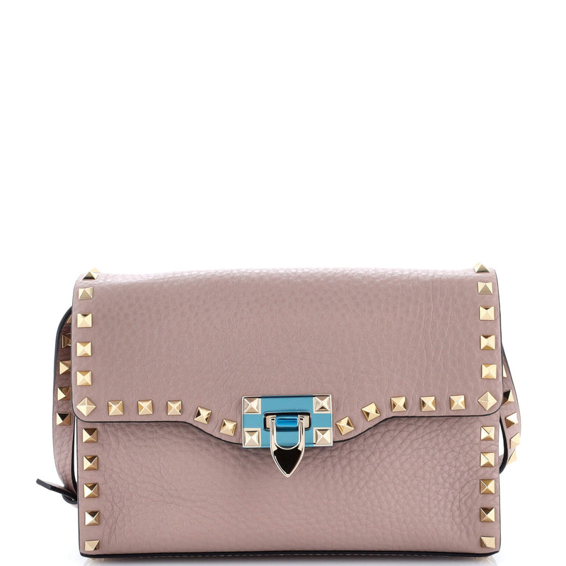 Rockstud Flip Lock Flap Bag Leather