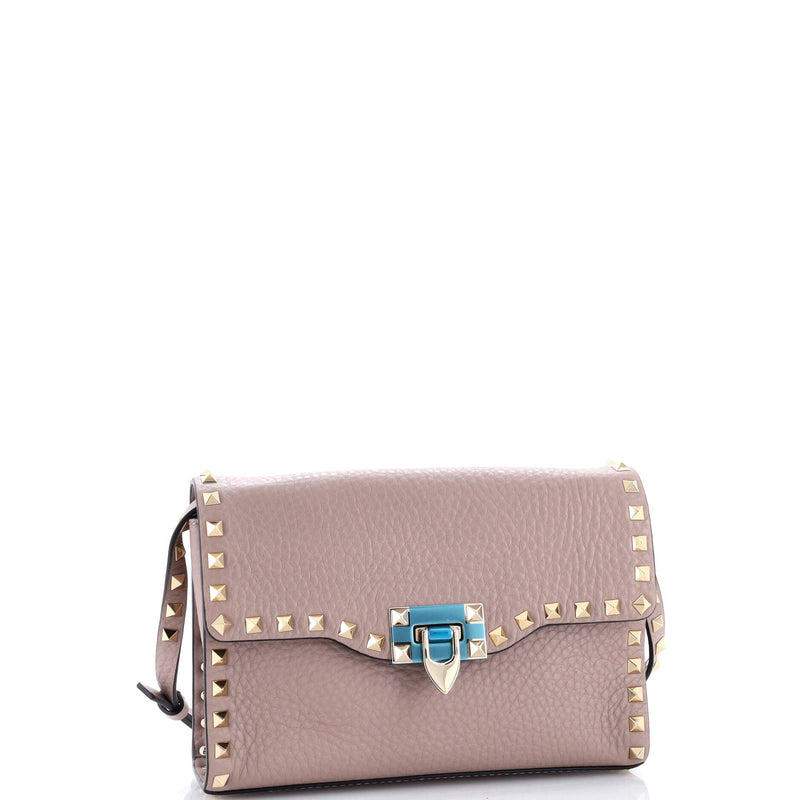 Rockstud Flip Lock Flap Bag Leather
