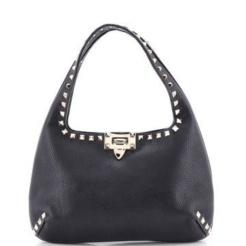 Rockstud Flip Lock Hobo Leather Small