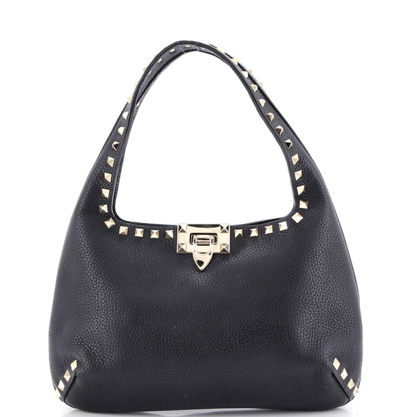 Rockstud Flip Lock Hobo Leather Small