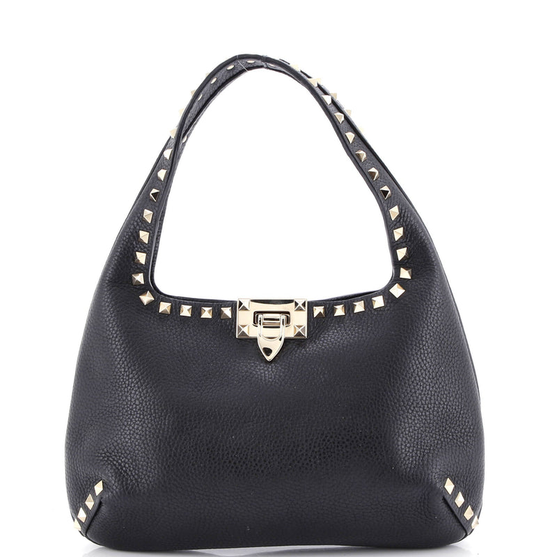 Rockstud Flip Lock Hobo Leather Small
