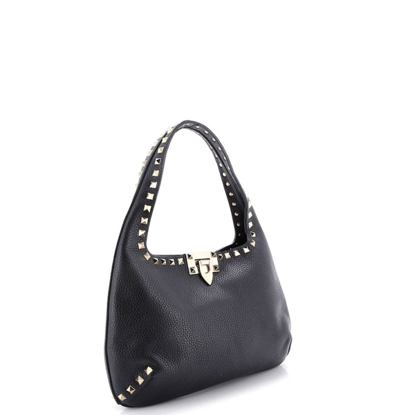 Rockstud Flip Lock Hobo Leather Small