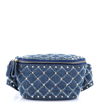Rockstud Spike Belt Bag Quilted Denim