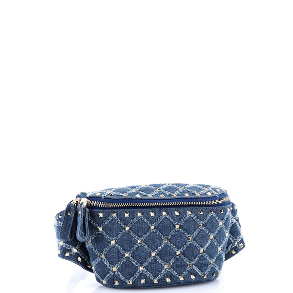 Rockstud Spike Belt Bag Quilted Denim