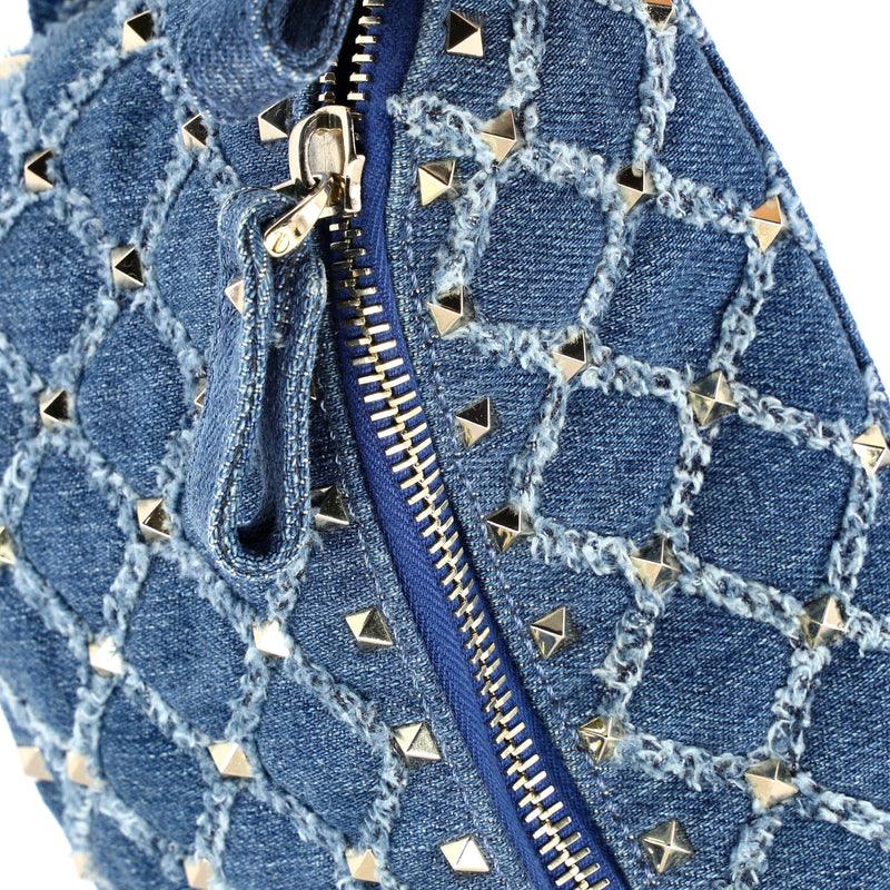 Rockstud Spike Belt Bag Quilted Denim