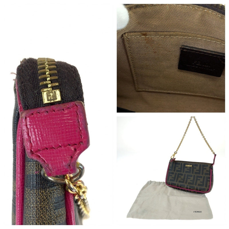 Chain Pochette Zucca Coated Canvas