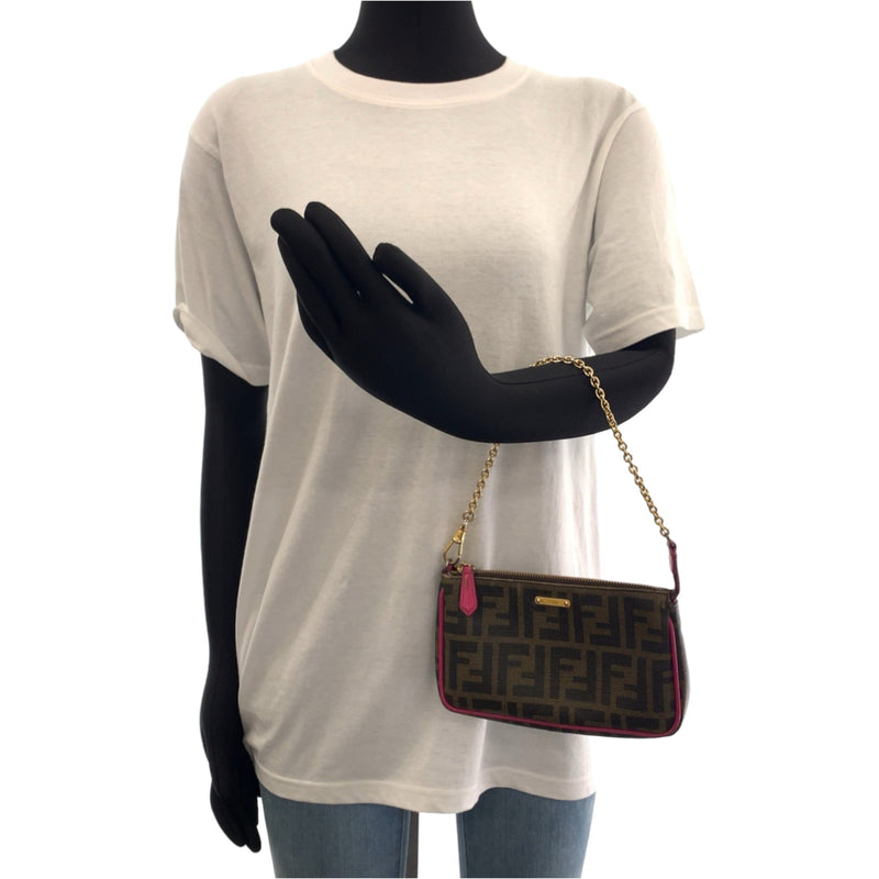 Chain Pochette Zucca Coated Canvas