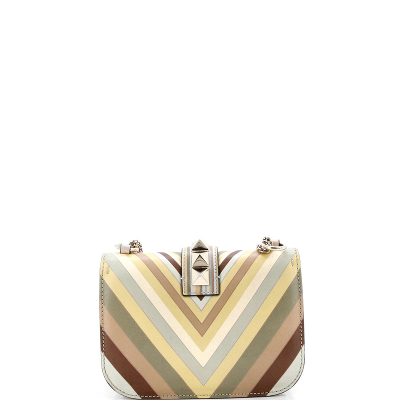 Glam Lock Shoulder Bag Striped Leather