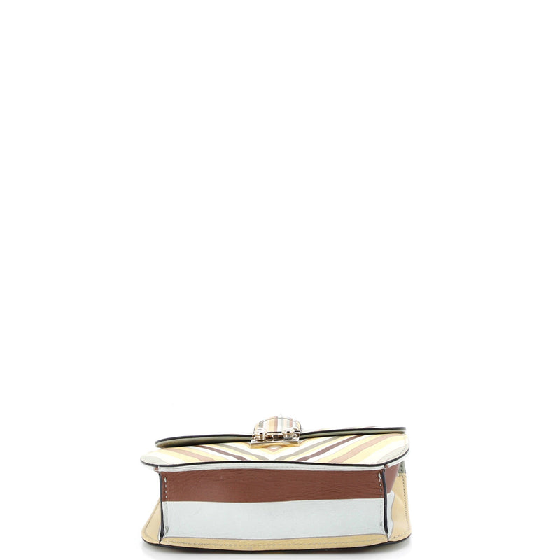 Glam Lock Shoulder Bag Striped Leather